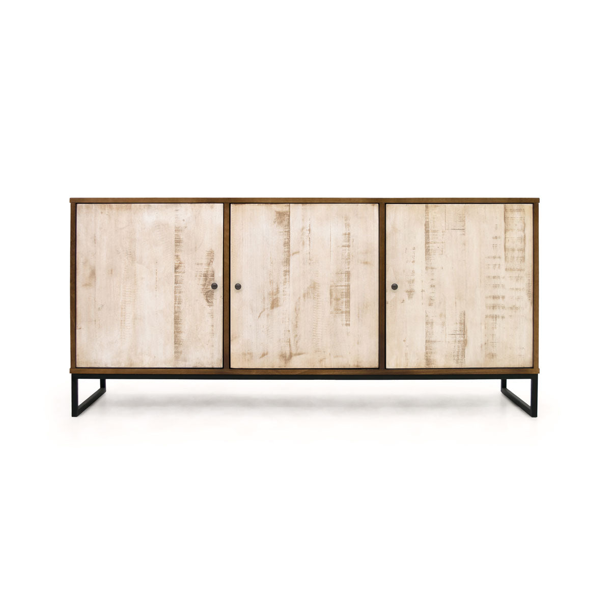 Wooden buffet with sleek metal base and 3 doors from Artefama Furniture