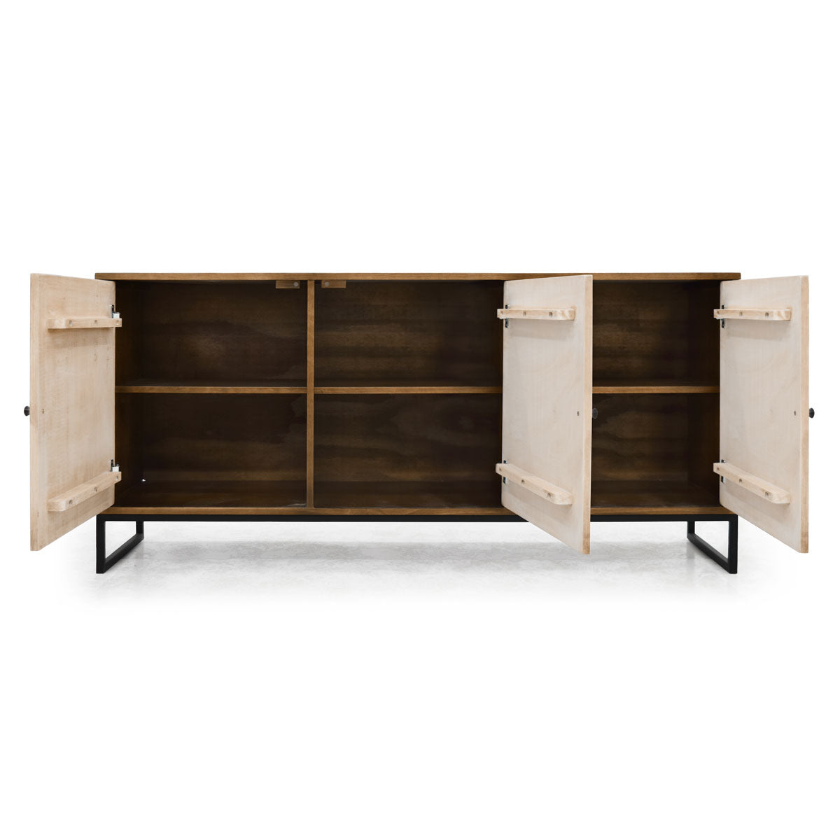 Wooden buffet with sleek metal base and 3 doors from Artefama Furniture