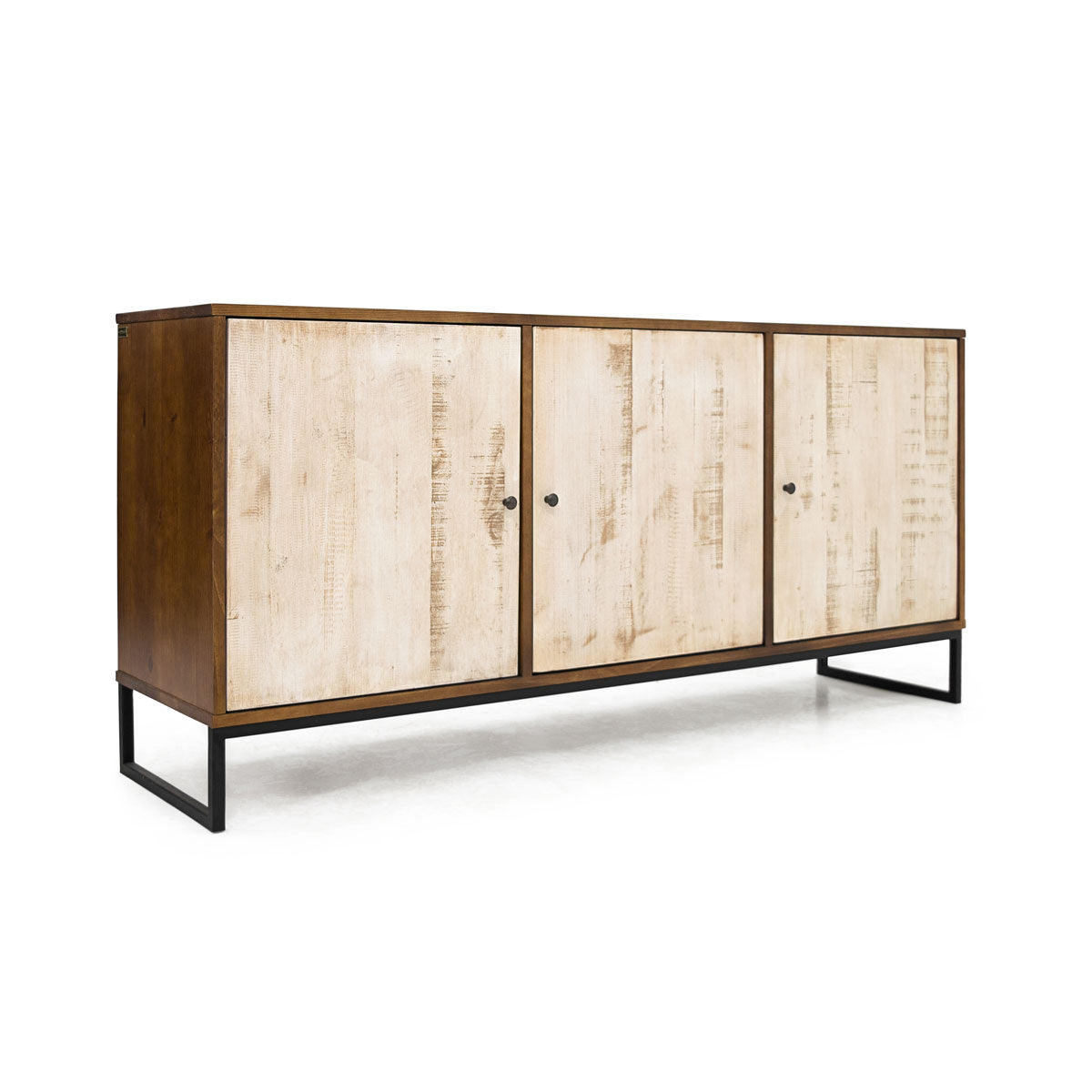 Wooden buffet with sleek metal base and 3 doors from Artefama Furniture