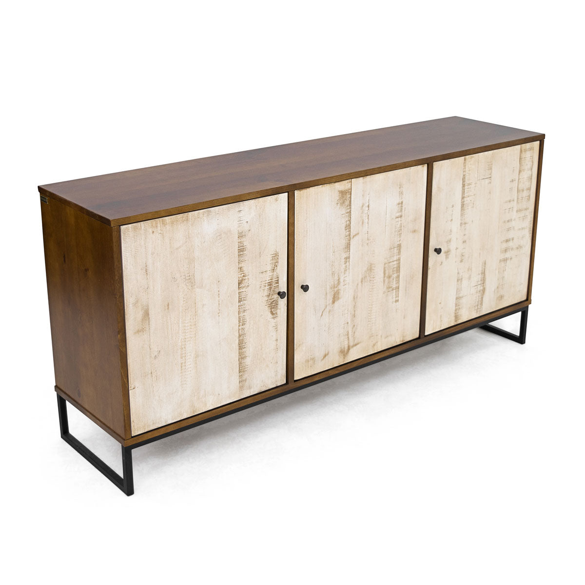 Wooden buffet with sleek metal base and 3 doors from Artefama Furniture