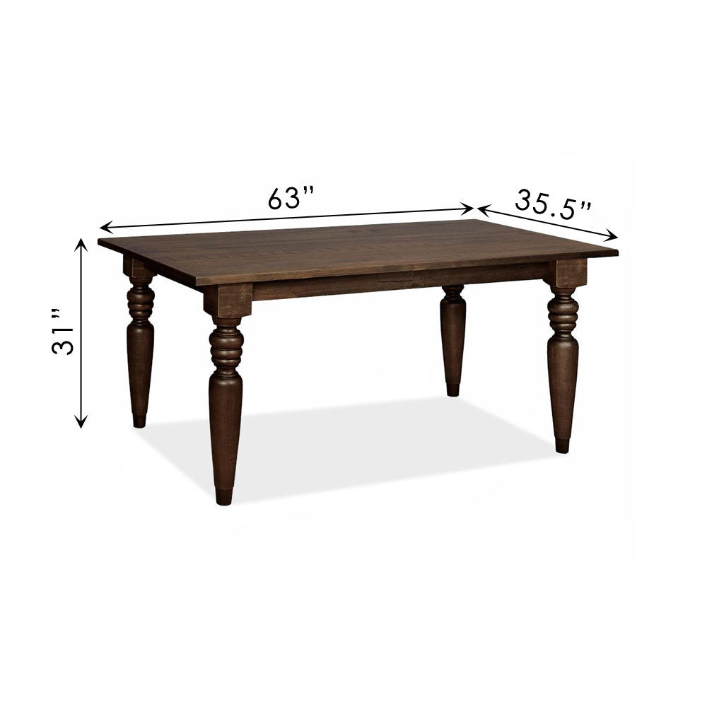 Flora Solid Wood Dining Table with 4” Turned Legs