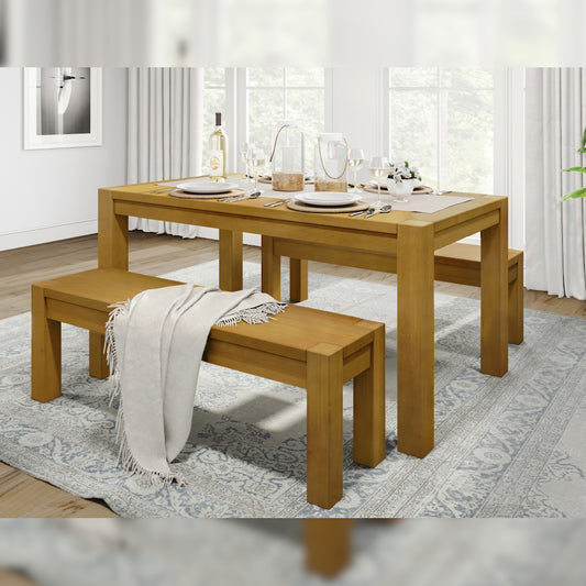 Kubo solid wood dining table, 63” Light brown