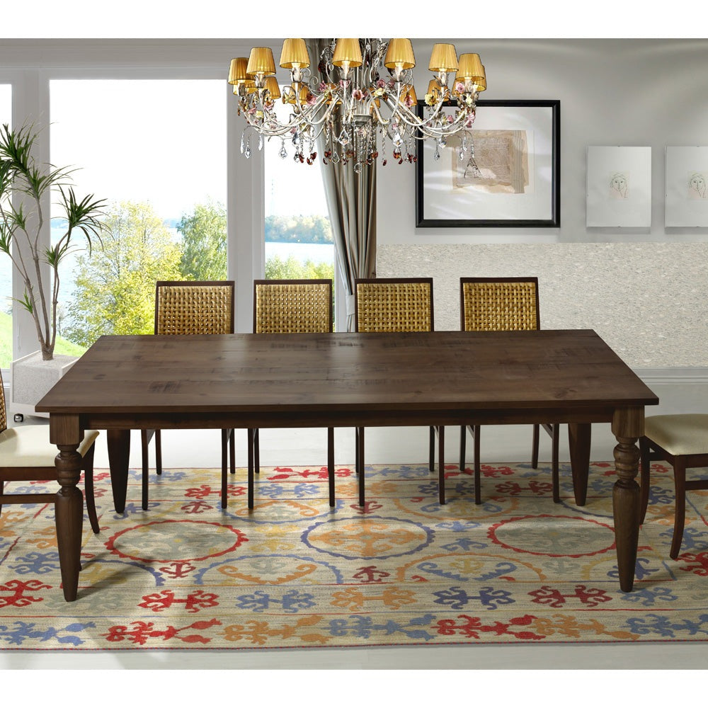 Flora Solid Wood Dining Table with 4” Turned Legs