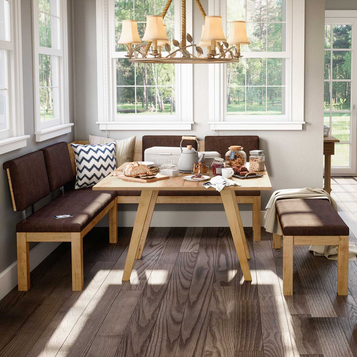 Corner Breakfast Nook with comfortable cushions from Artefama Furniture