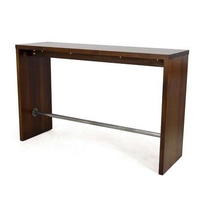 Gourmet Solid Pine Wood 63" Contemporary Bar Pub Table Brown With Metal Footrest