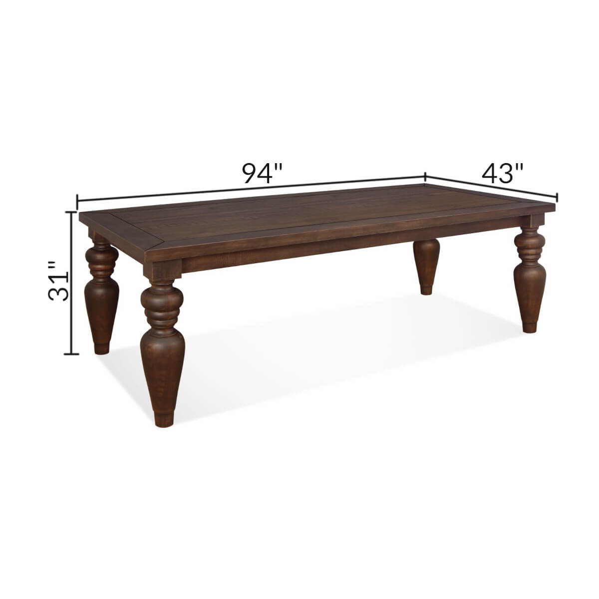 Robusto Dining Table with 7" Turning Legs