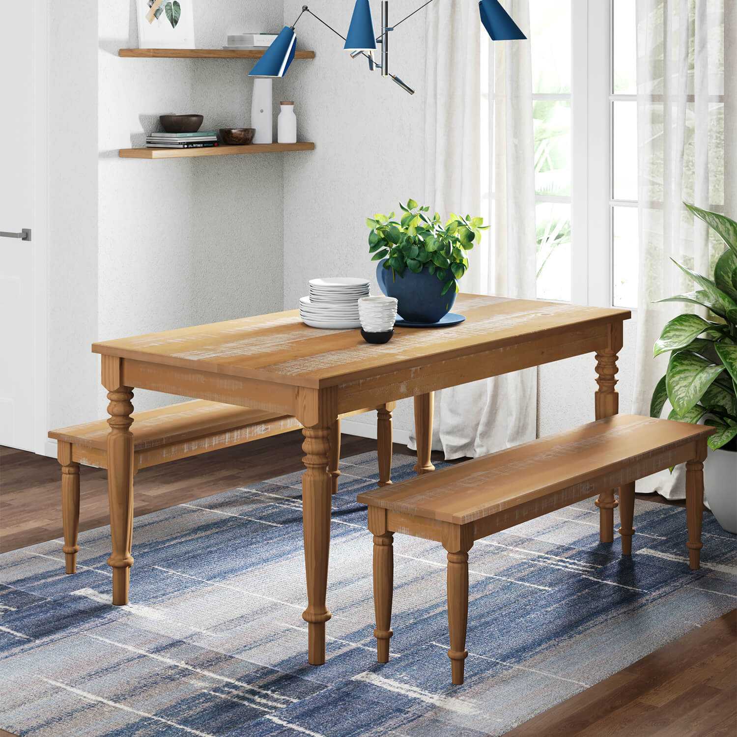 Linda Dining Set with 2 benches