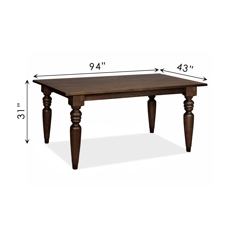 Flora Solid Wood Dining Table with 4” Turned Legs