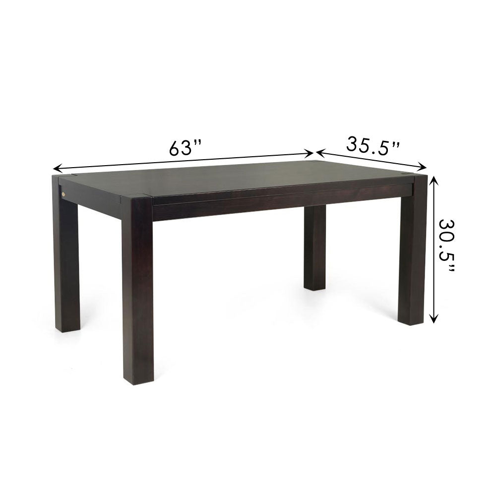 Kubo solid wood dining table, 63” Espresso