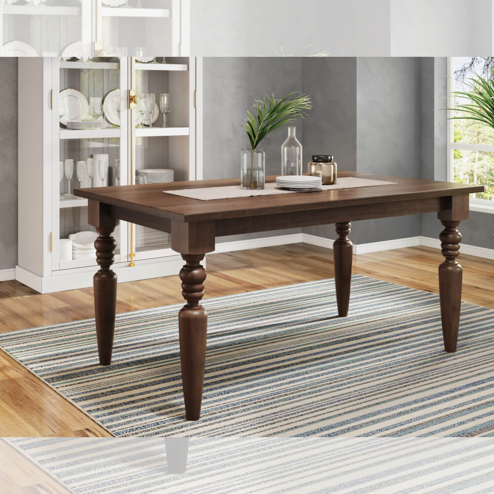 Flora Solid Wood Dining Table with 4” Turned Legs