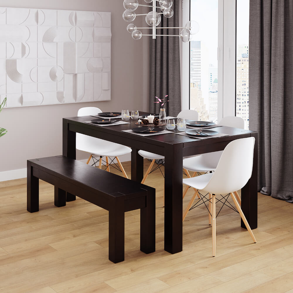 Kubo solid wood dining table, 63” Espresso