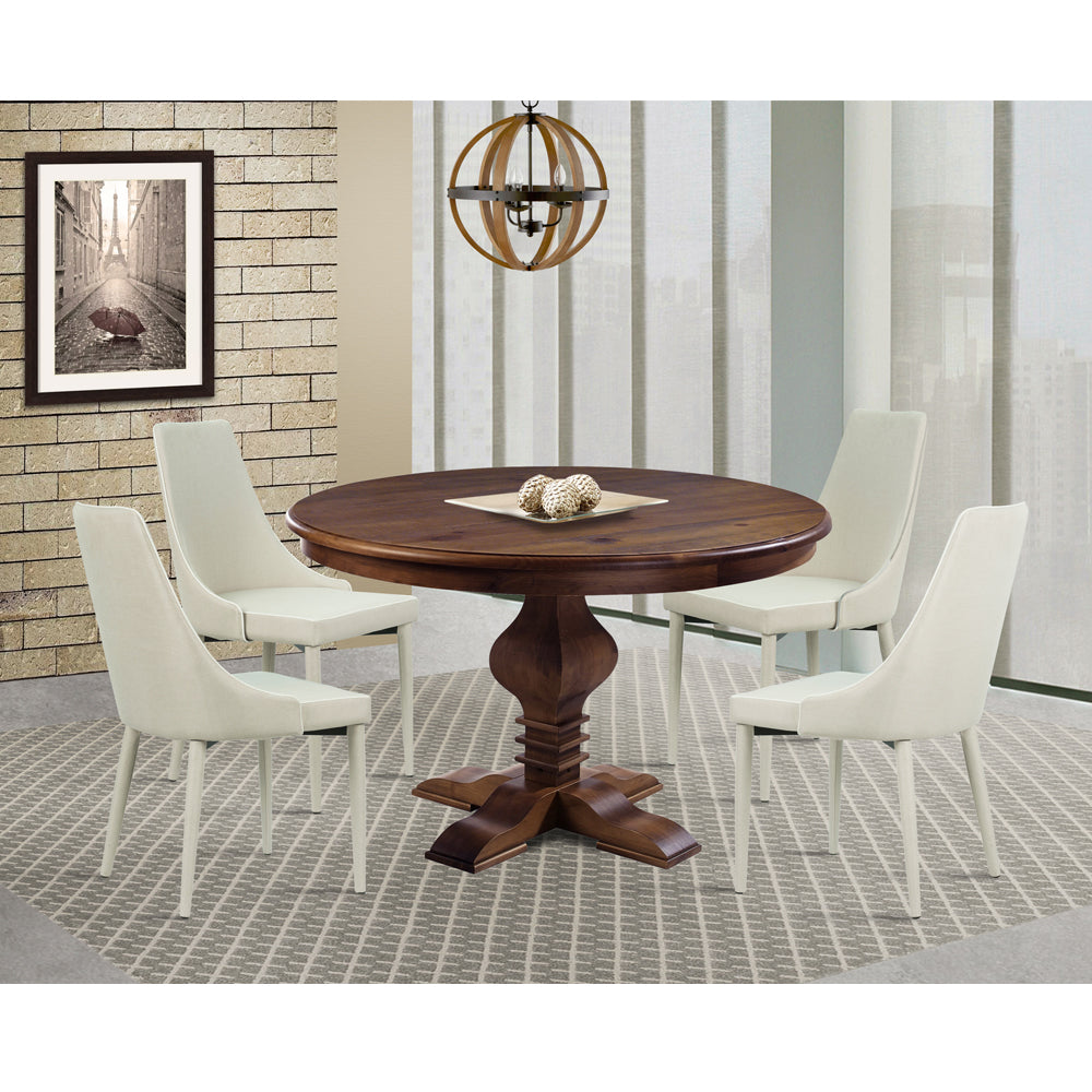 Round pine discount table and chairs